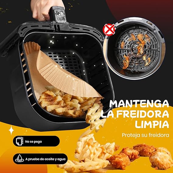 Molde En Papel Pergamino Para Air Fryer (100 Uds)