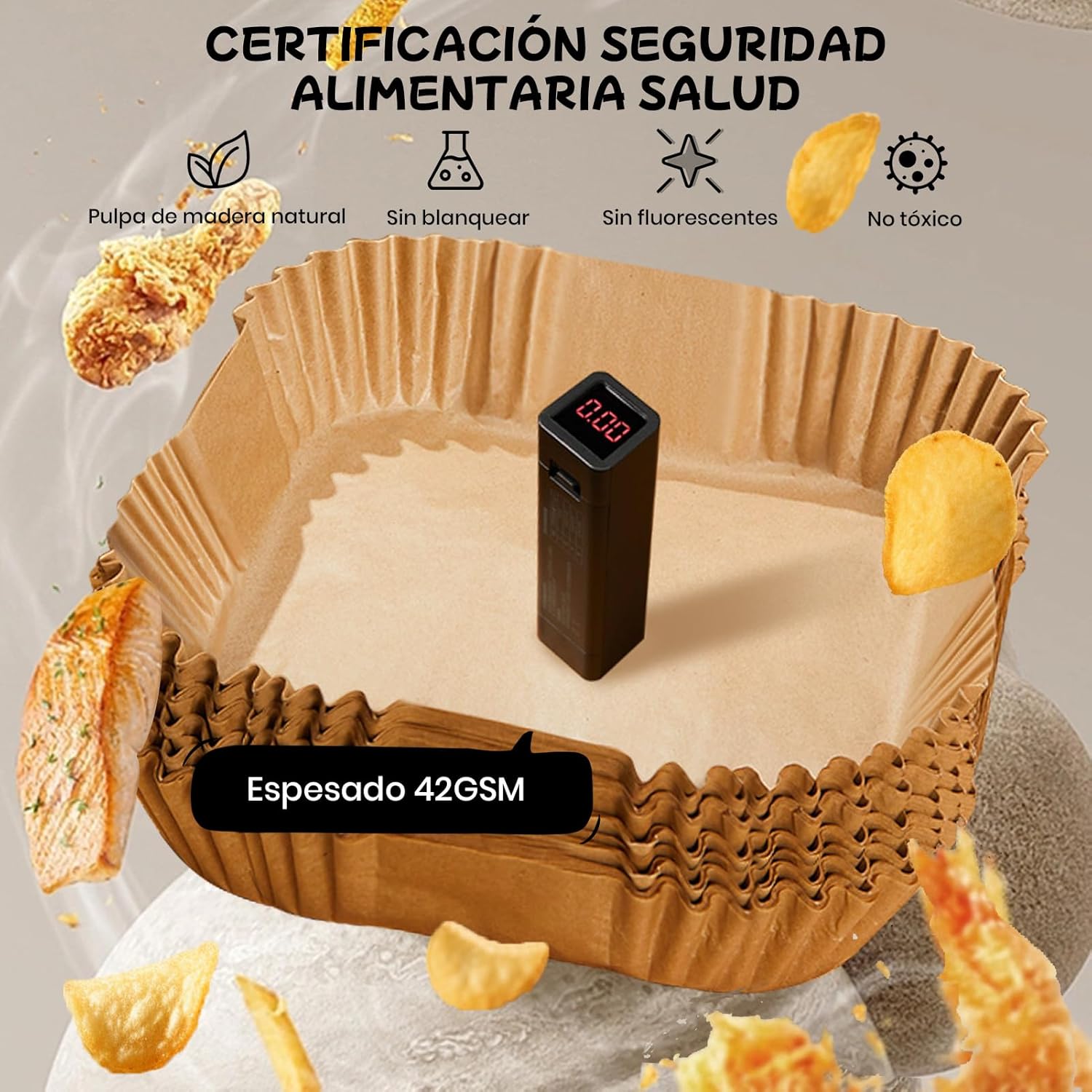 Molde En Papel Pergamino Para Air Fryer (100 Uds)